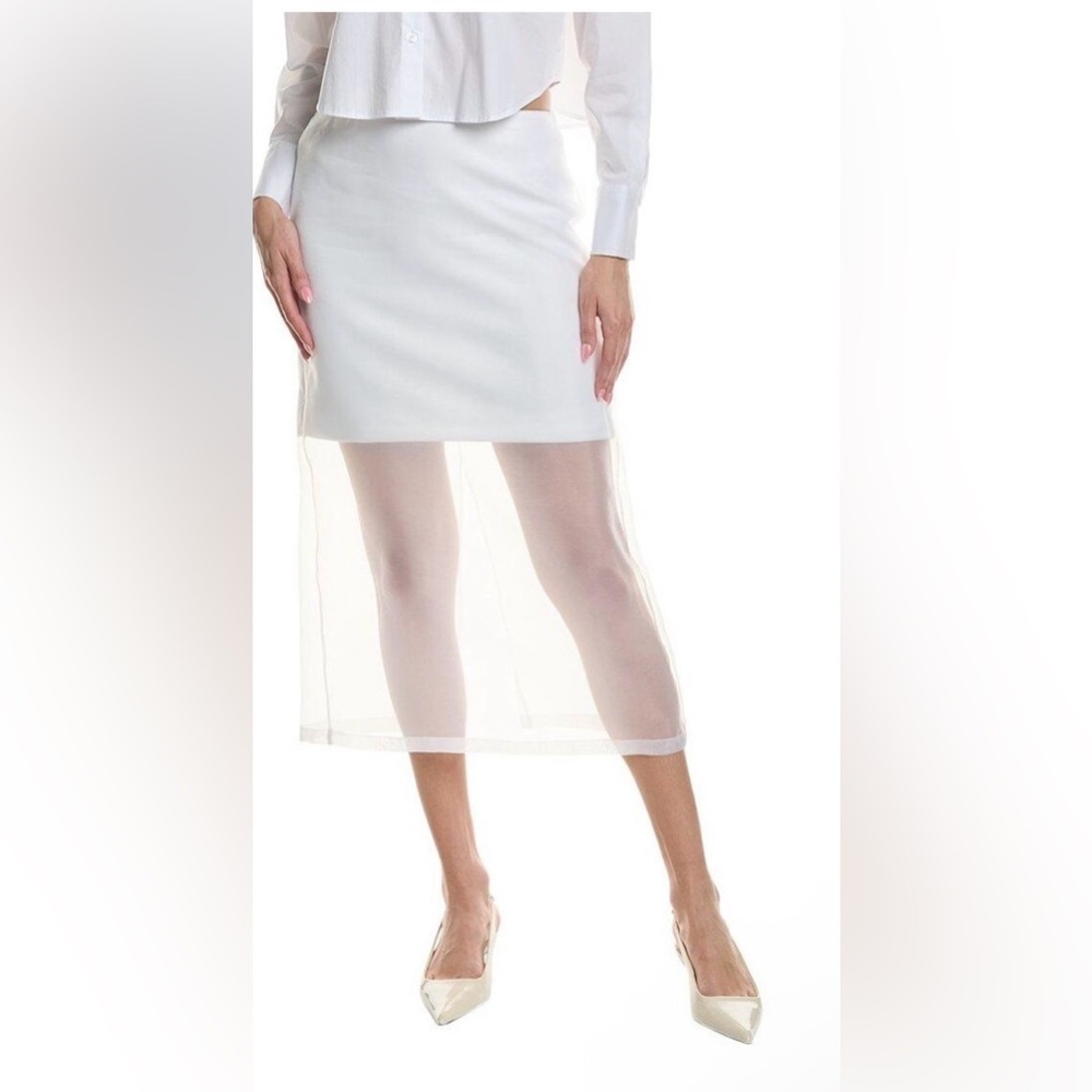 Kenneth Cole White Sheer Midi Skirt
